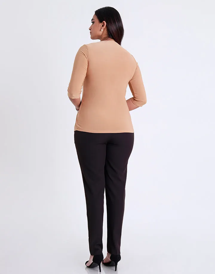 ¾ Sleeves Top with Fixed Overcoat