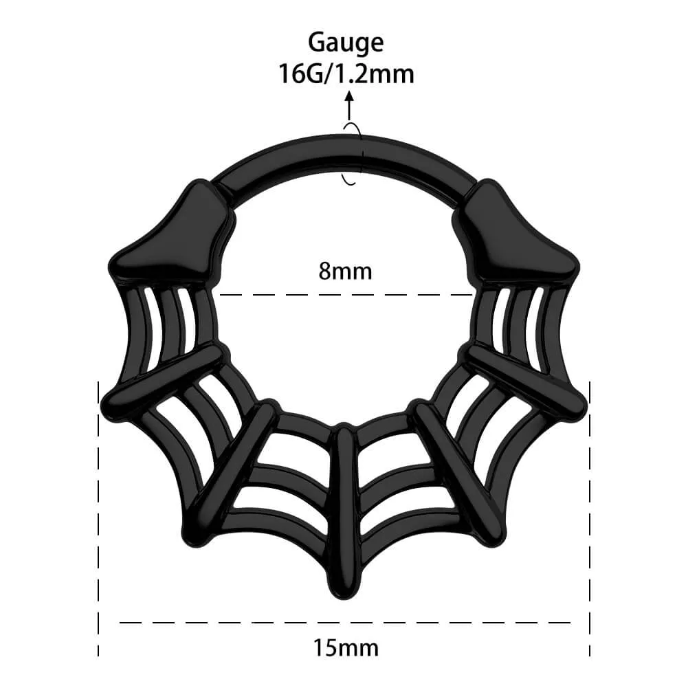 16G Spider Web Hinged Segment Septum Ring Helix Earring