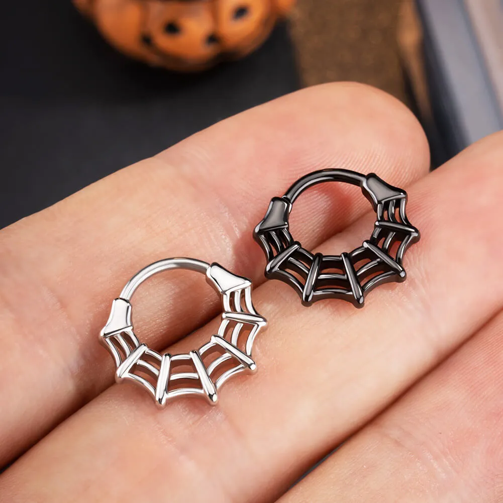 16G Spider Web Hinged Segment Septum Ring Helix Earring