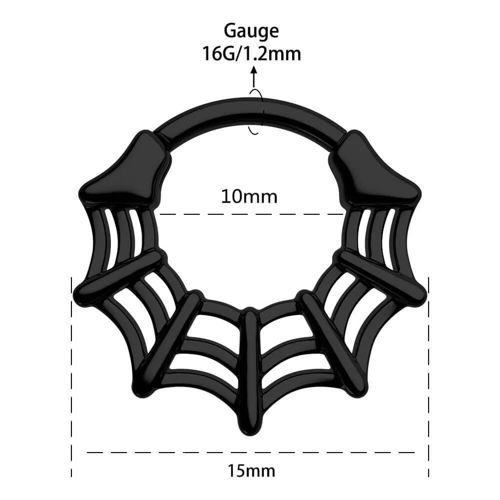 16G Spider Web Hinged Segment Septum Ring Helix Earring