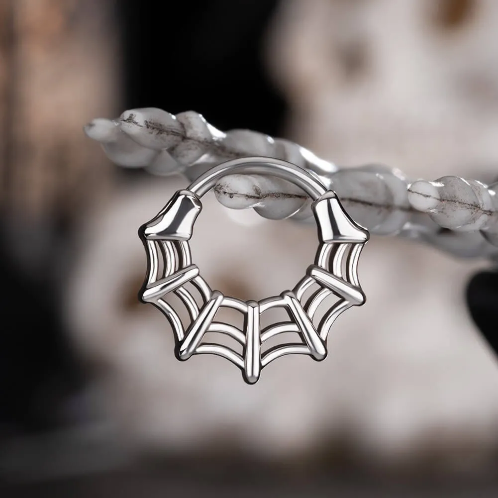 16G Spider Web Hinged Segment Septum Ring Helix Earring