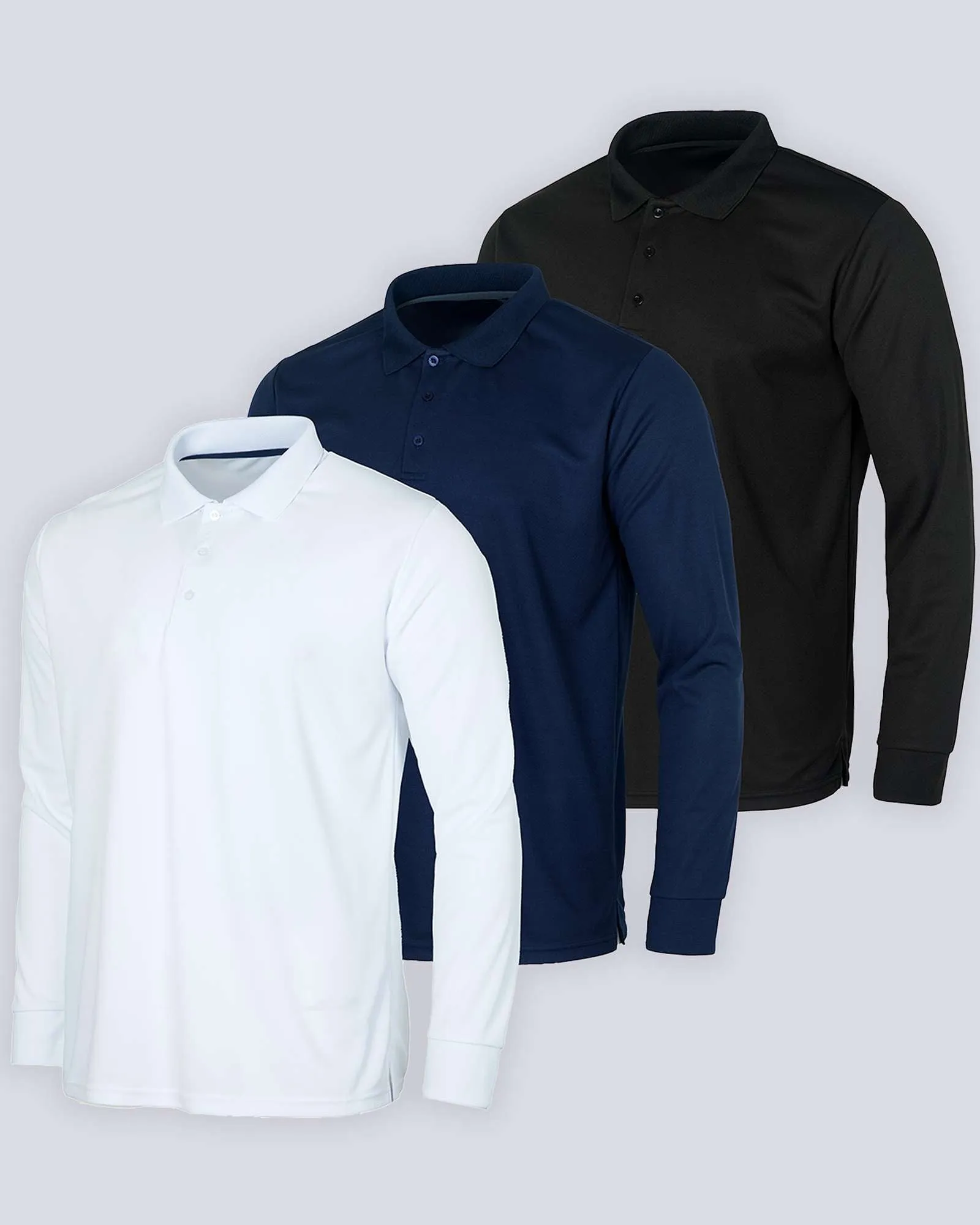 3 Pack: Mens Active Performance Polo Shirt