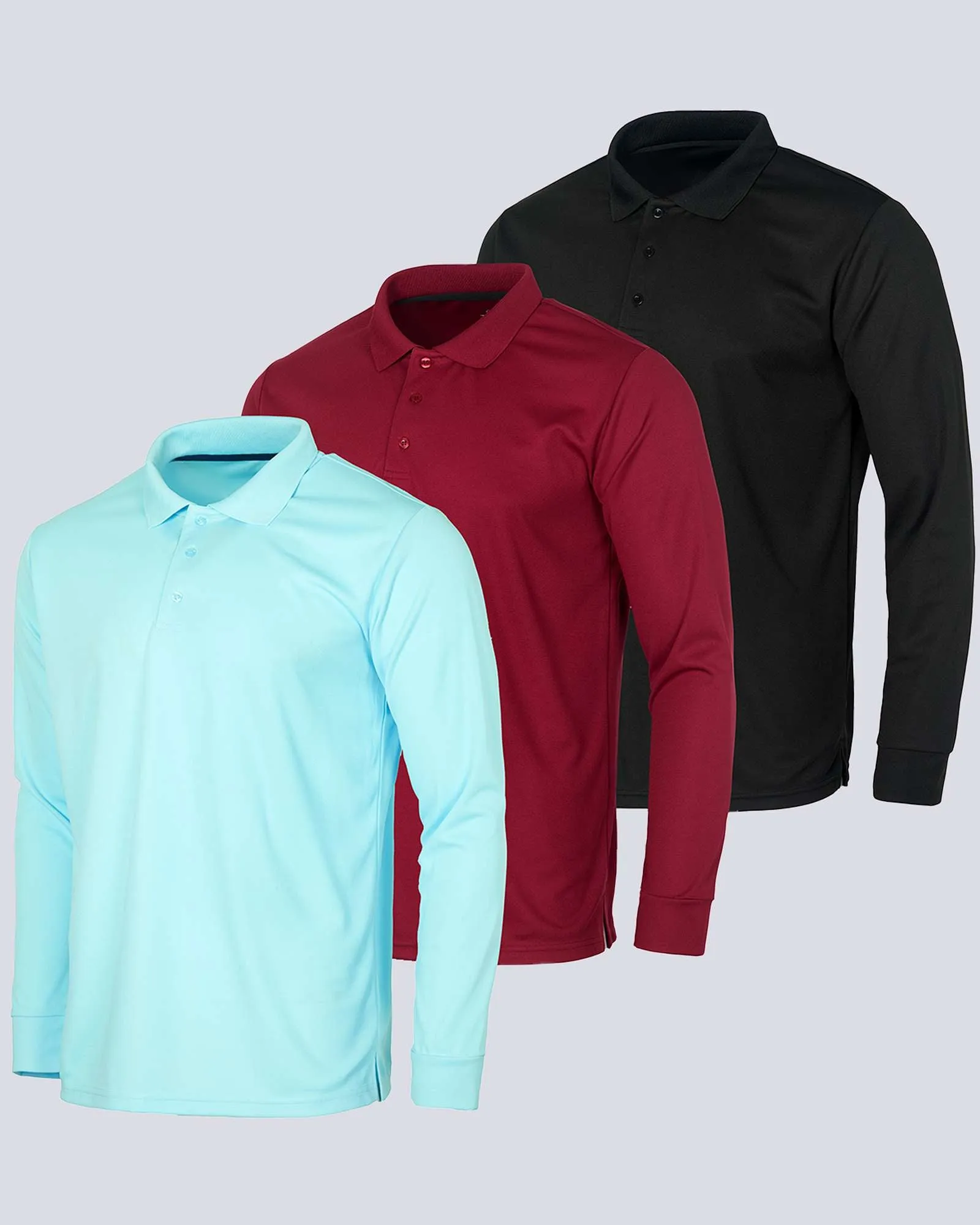 3 Pack: Mens Active Performance Polo Shirt