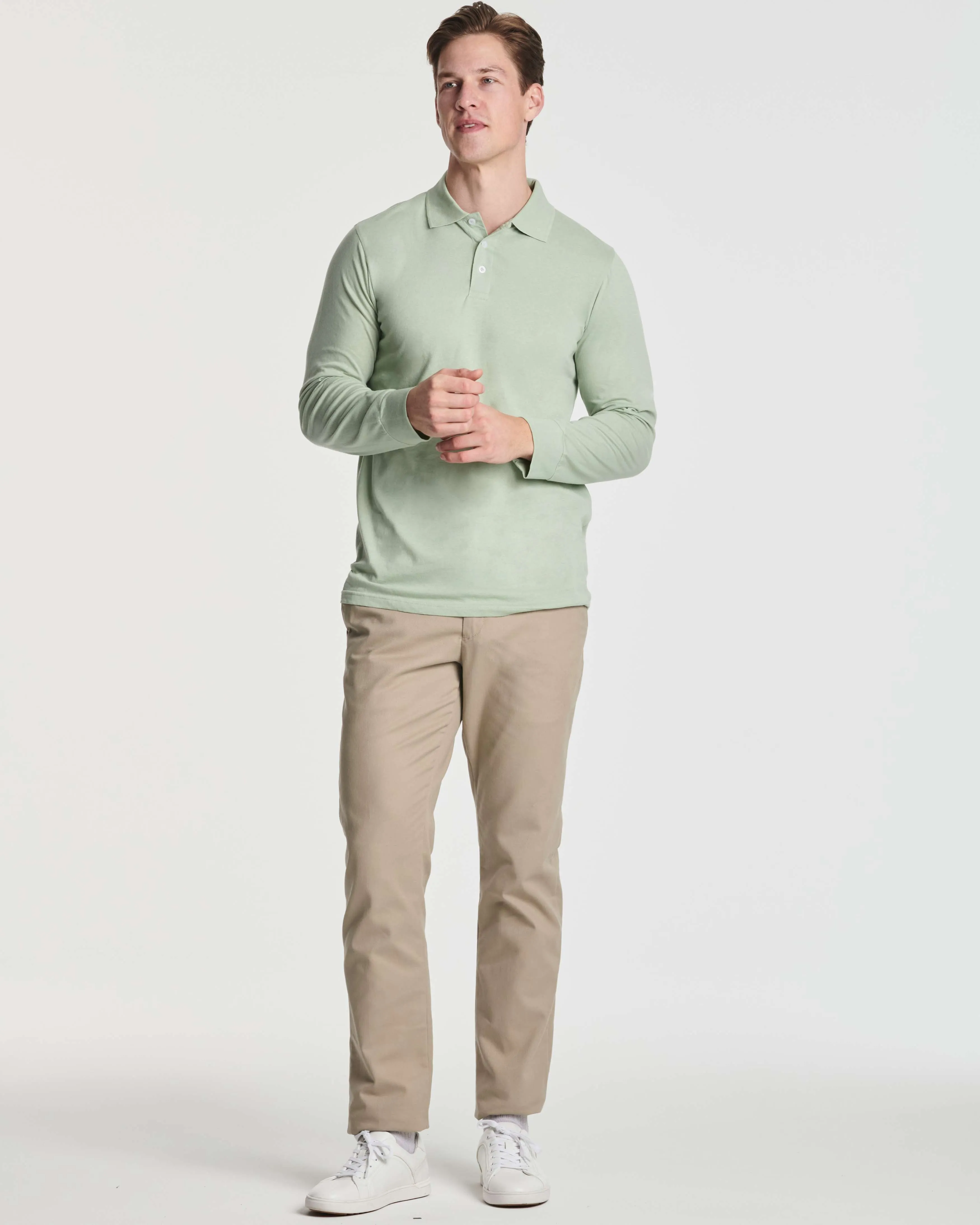 3 Pack: Men's Cotton Jersey Long-Sleeve Polo Shirt (Available in Big & Tall)