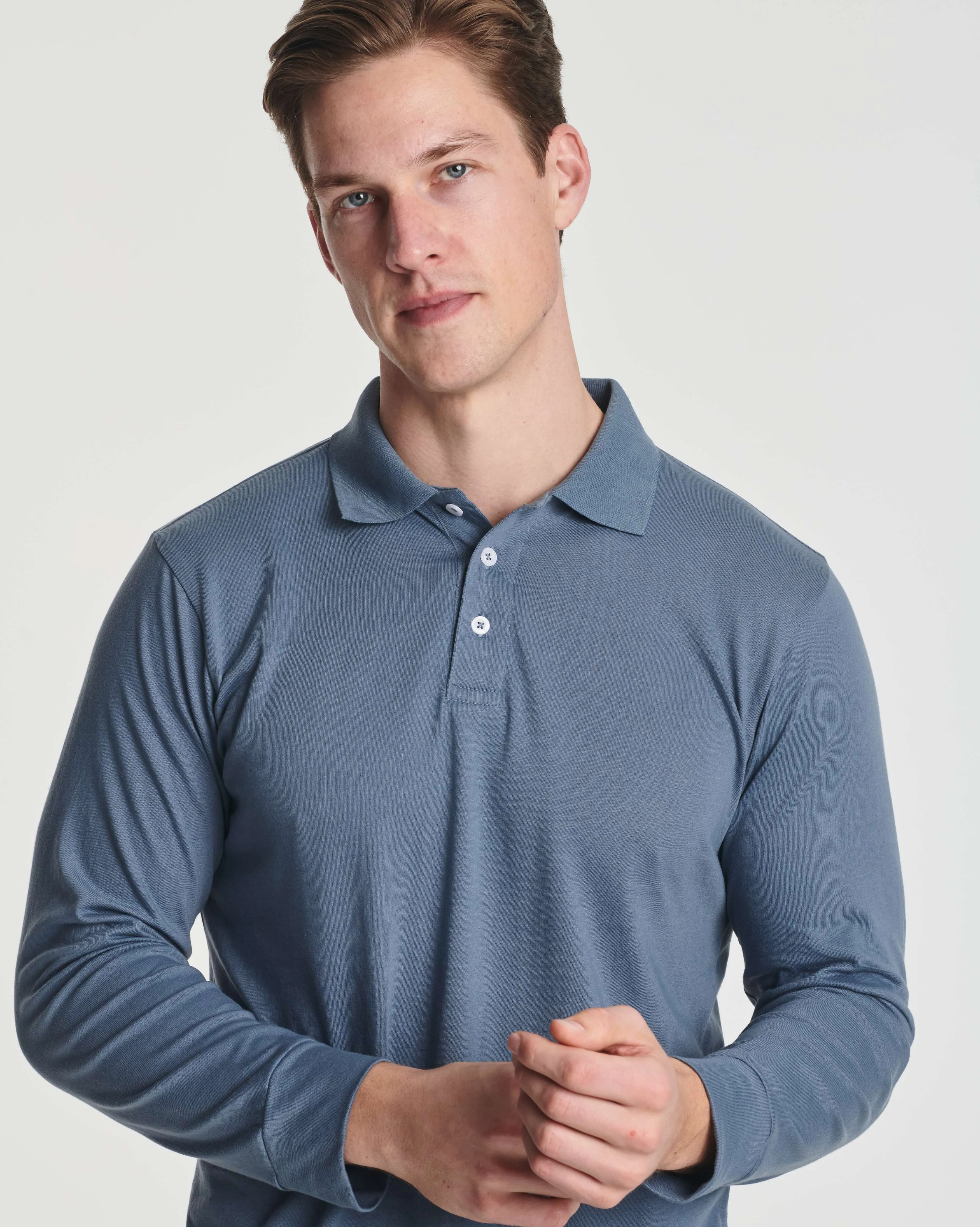 3 Pack: Men's Cotton Jersey Long-Sleeve Polo Shirt (Available in Big & Tall)