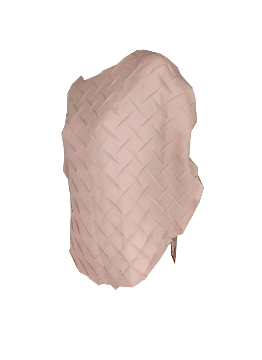 7240008 Hand-Pressed Plaid Round Neck Top *Pink
