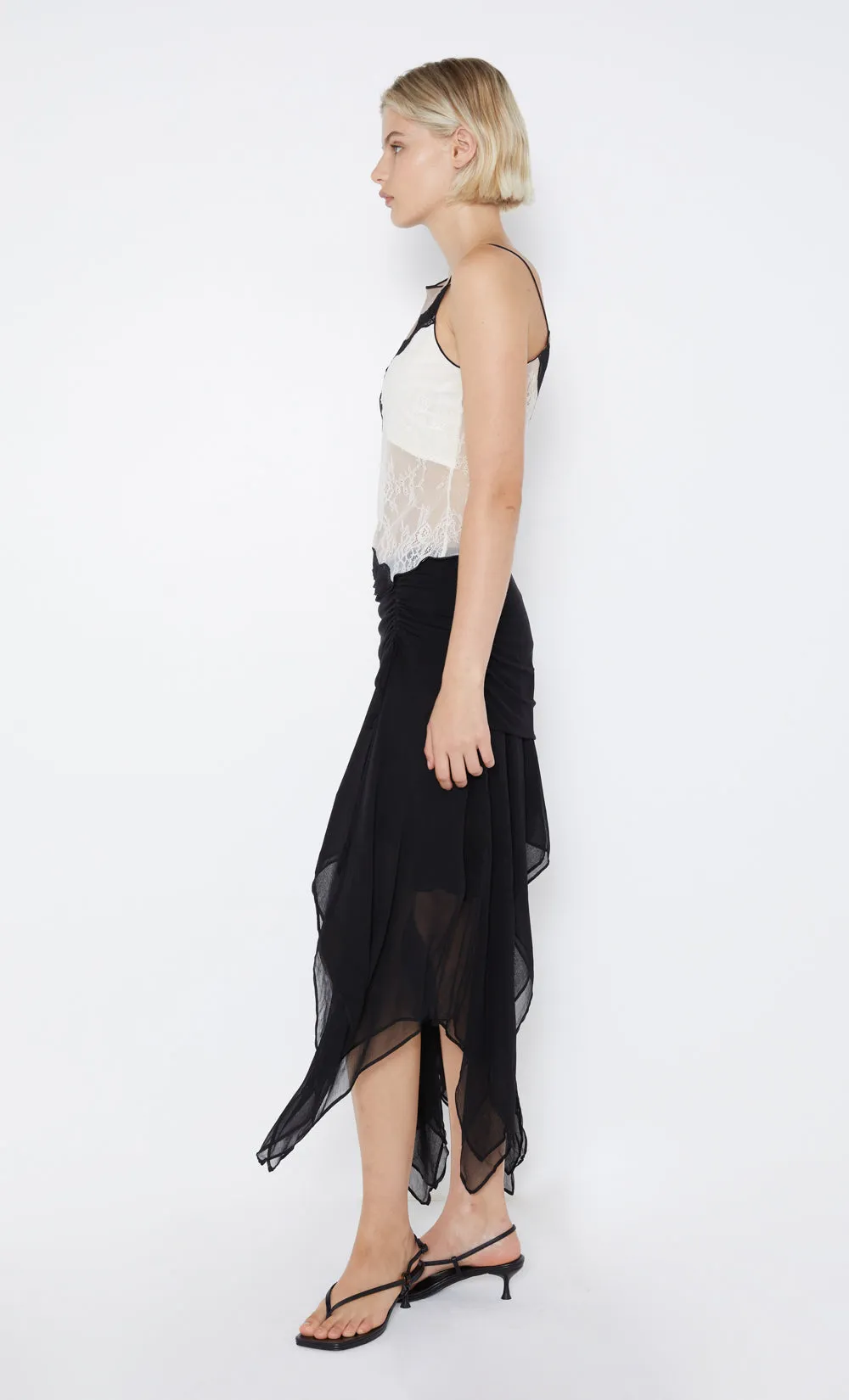 ABRIELLE ASYM TANK - TAUPE/IVORY