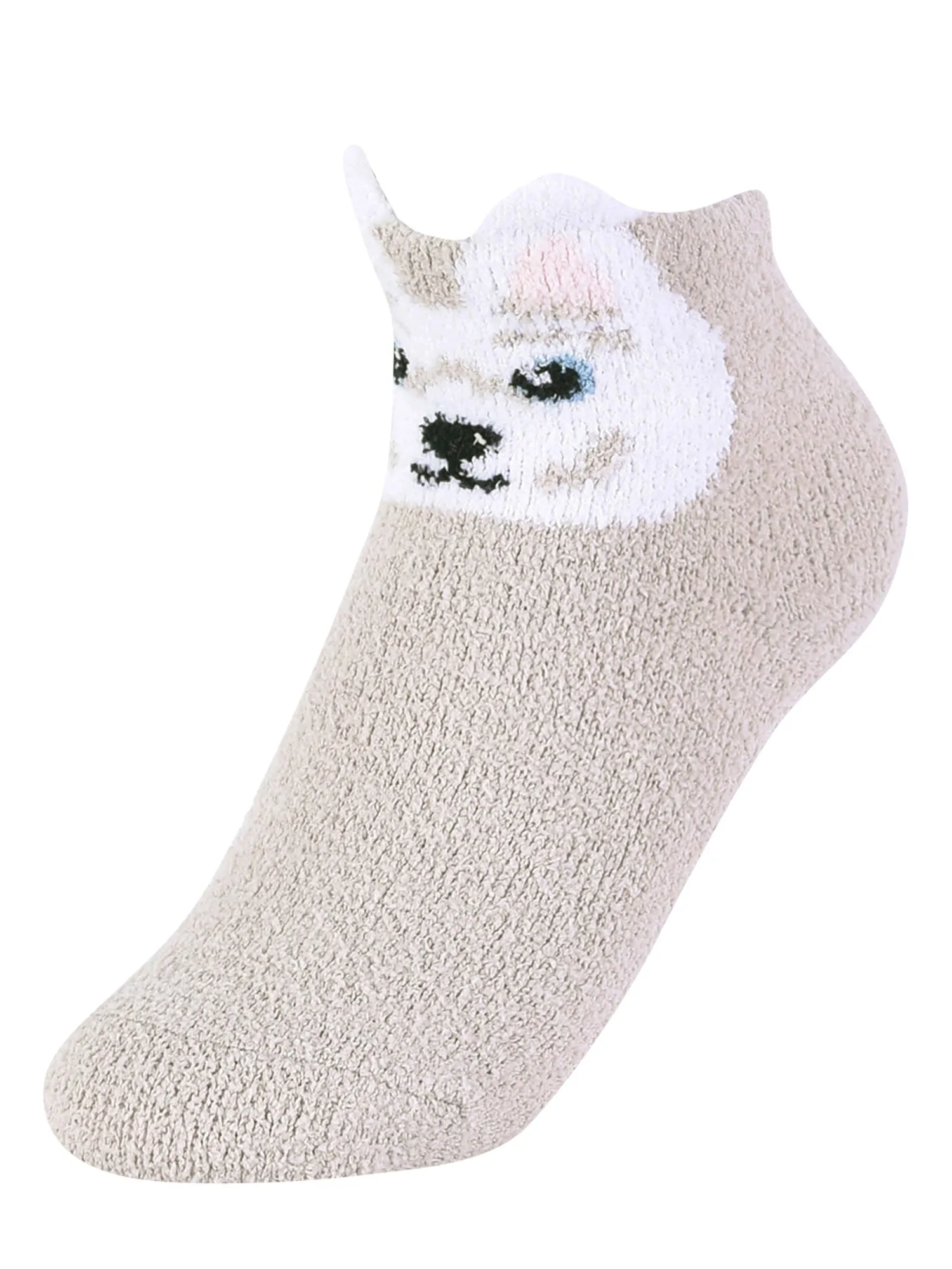 Adorable 6 Pack Animal Face Plush Non-Slip Slipper Socks For Women