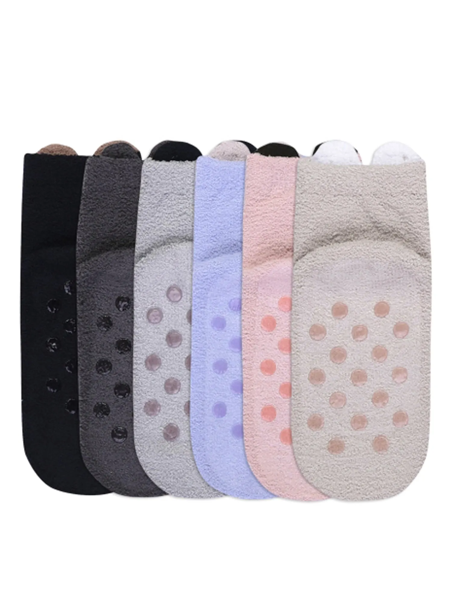 Adorable 6 Pack Animal Face Plush Non-Slip Slipper Socks For Women