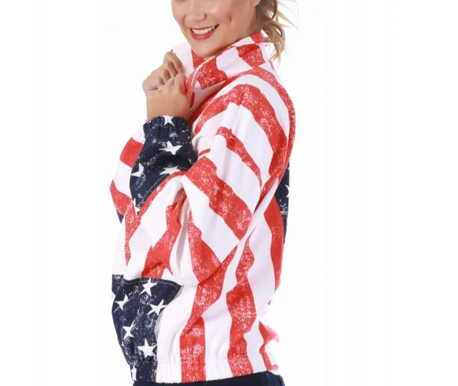 American Flag Print Unisex Zip-Up Jacket - 175709