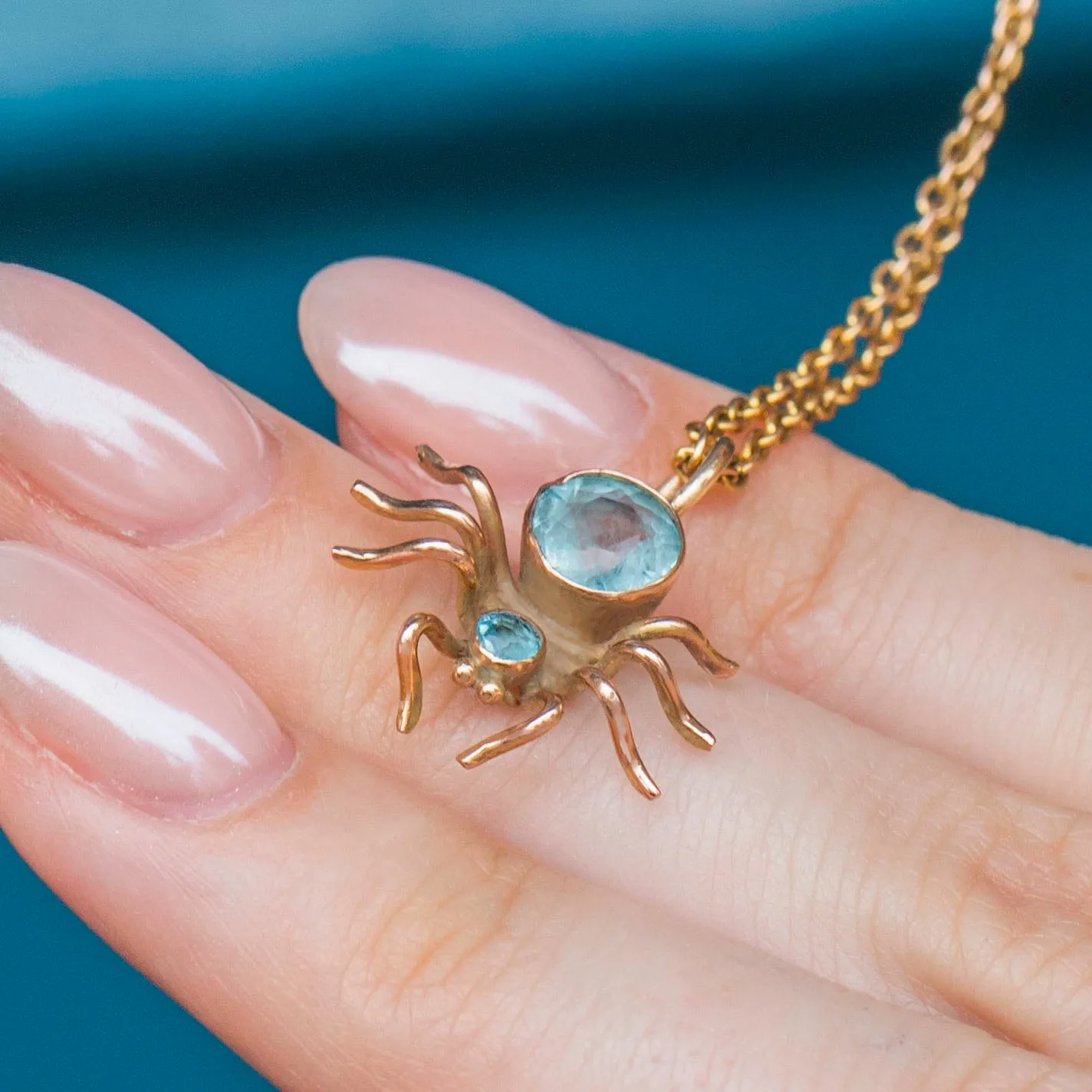 Antique 9ct Gold Blue Paste Spider Charm