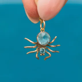 Antique 9ct Gold Blue Paste Spider Charm