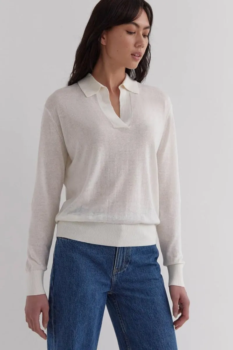 Assembly Label - Ardy Linen Cotton Polo - Antique White