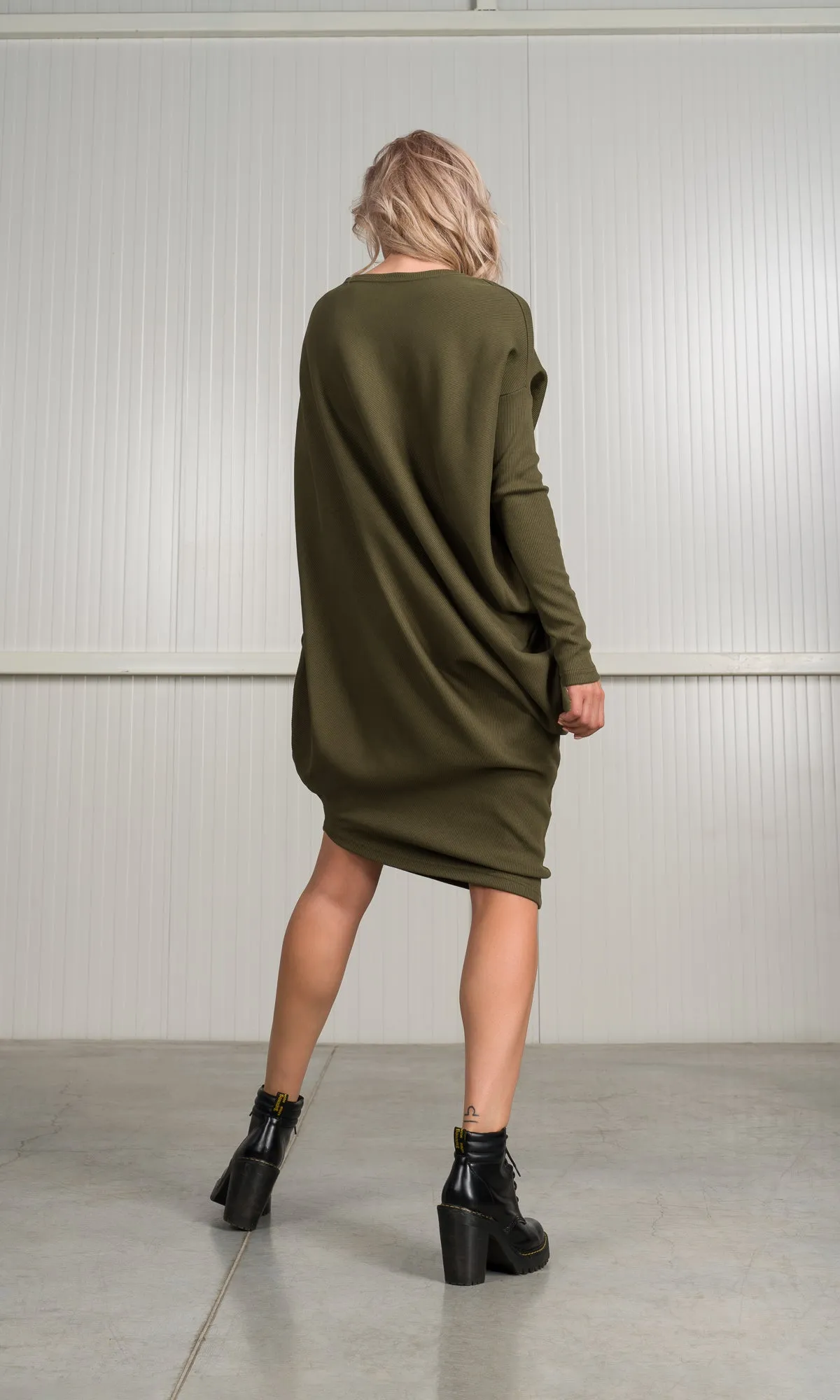 Asymmetric Ribbed Tunic Dress
