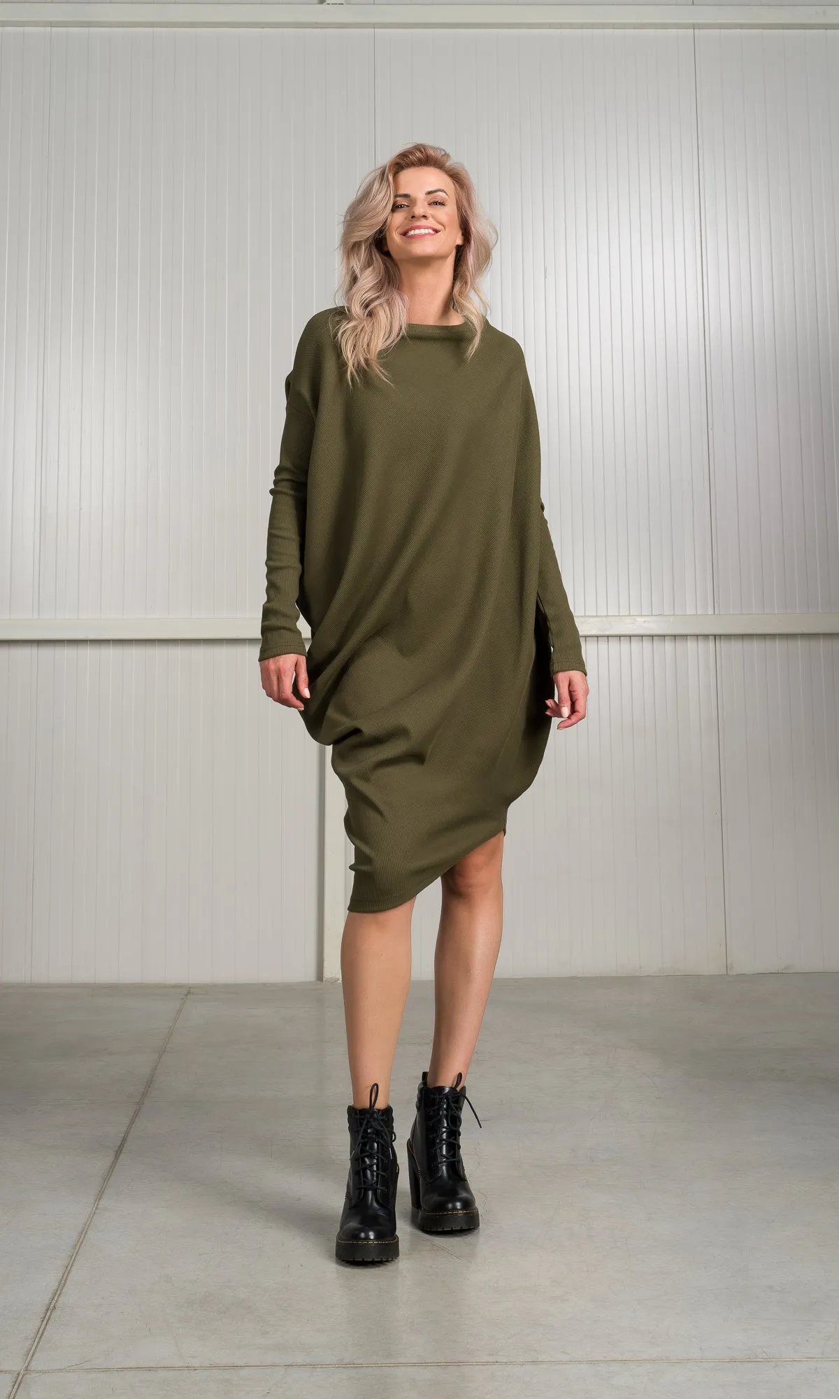 Asymmetric Ribbed Tunic Dress