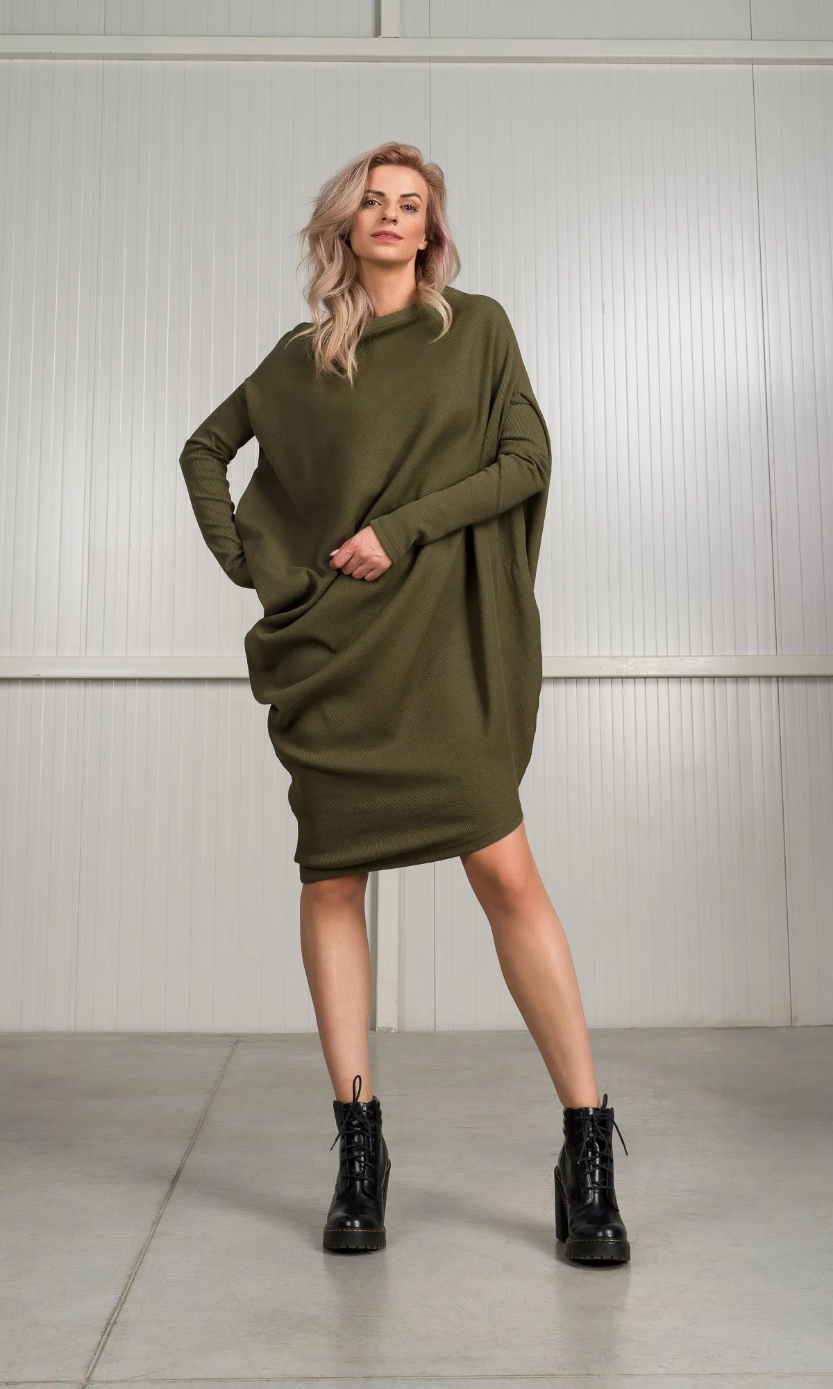 Asymmetric Ribbed Tunic Dress