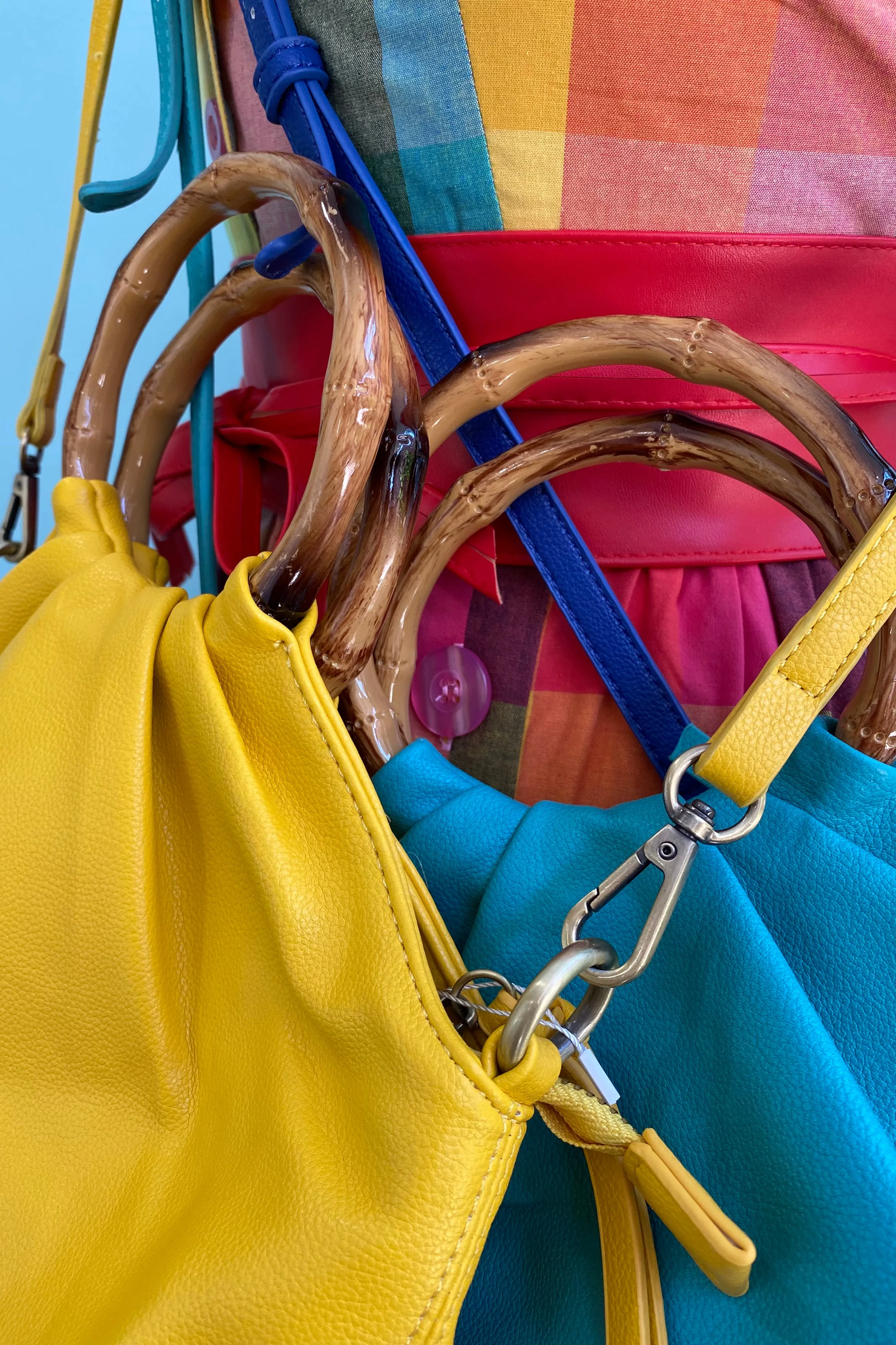 Bamboo Handle Pouf Crossbody Bag in Multiple Colors