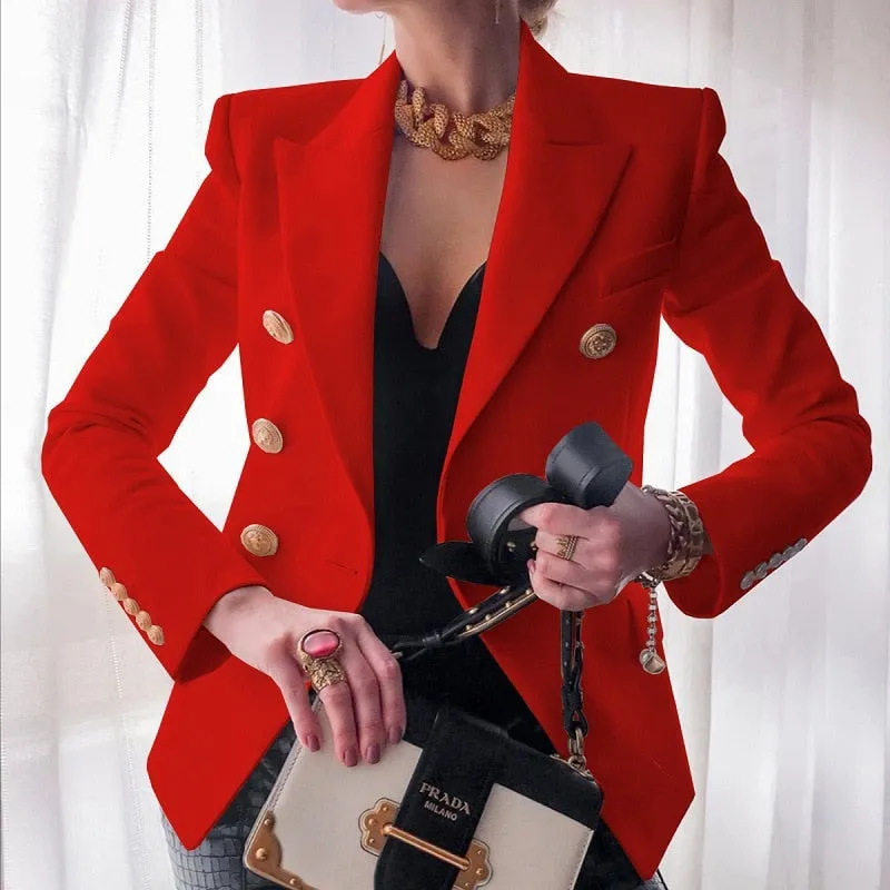 BerriesJam - 2024 Solid Color Multi Buttons Casual Elegant Short Coat