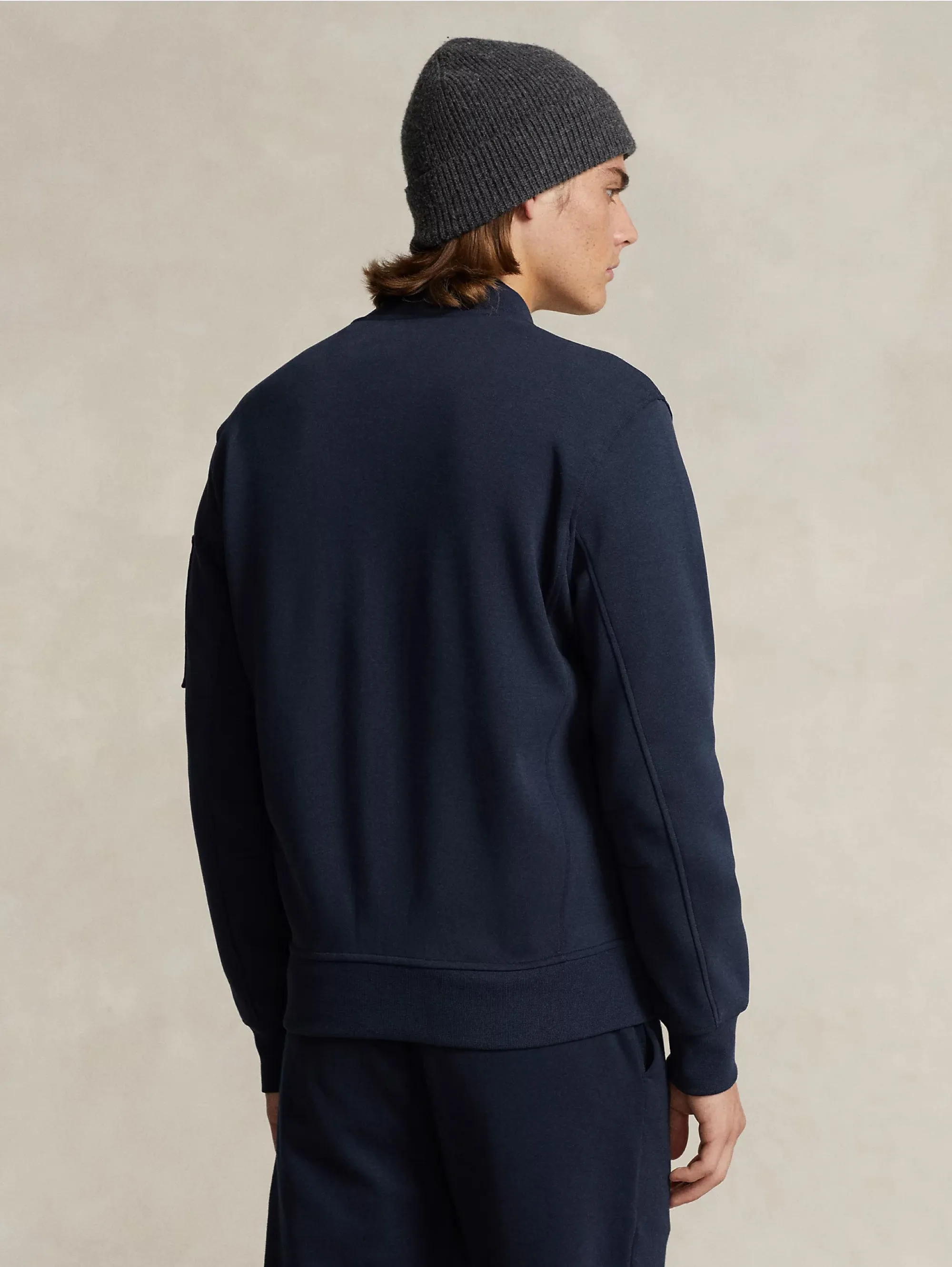 Bomber in Maglia Doppia Blu