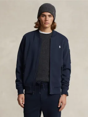 Bomber in Maglia Doppia Blu