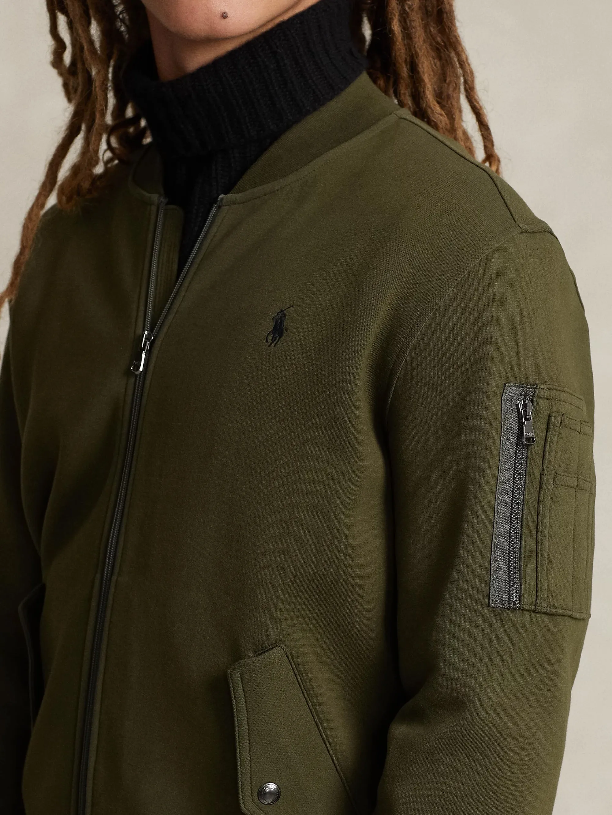 Bomber in Maglia Doppia Verde