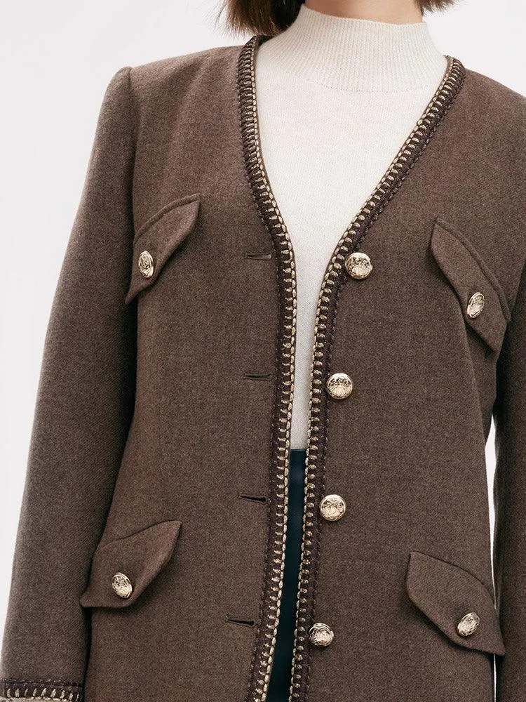 Brown Washable Wool Tweed Jacket