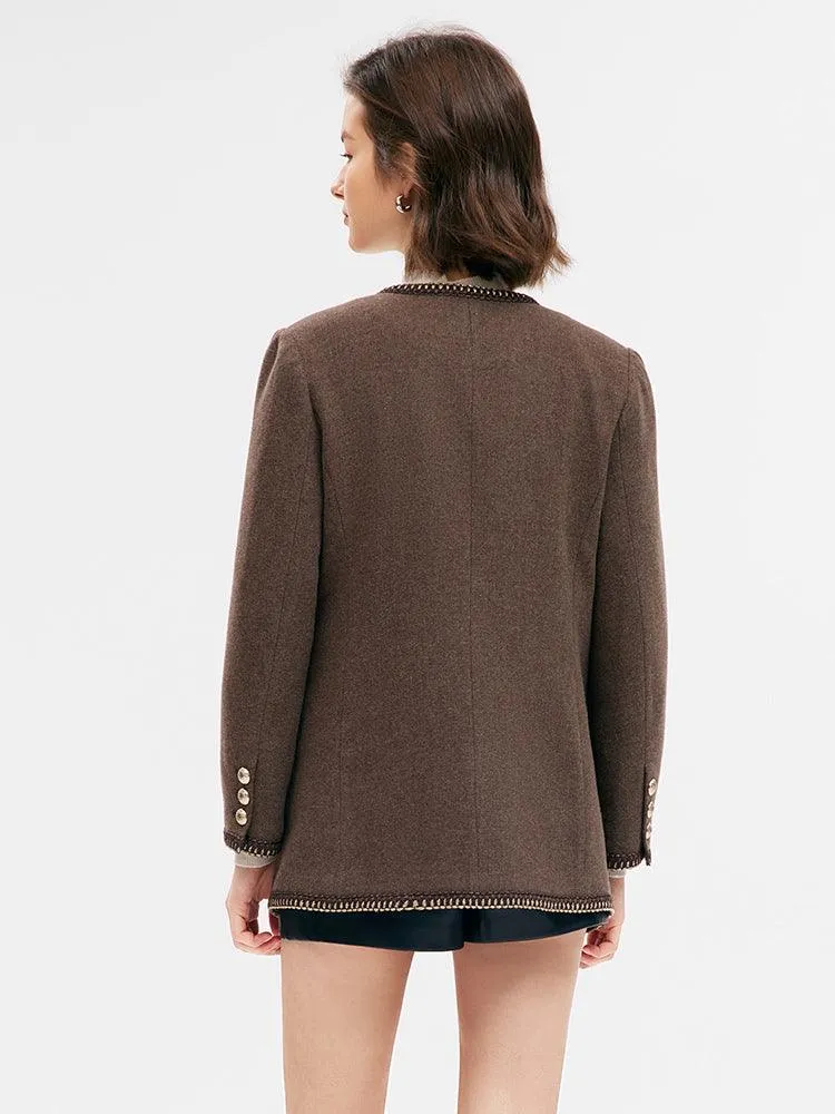 Brown Washable Wool Tweed Jacket