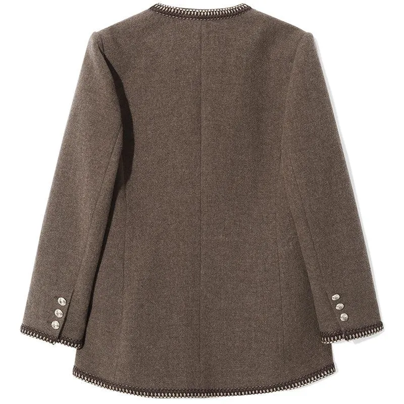 Brown Washable Wool Tweed Jacket