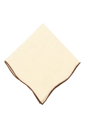 Brown Wave Edge Cream Linen Pocket Square