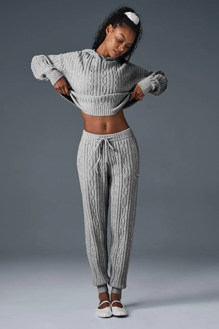 Cable Knit Winter Bliss Pant - Athletic Heather Grey