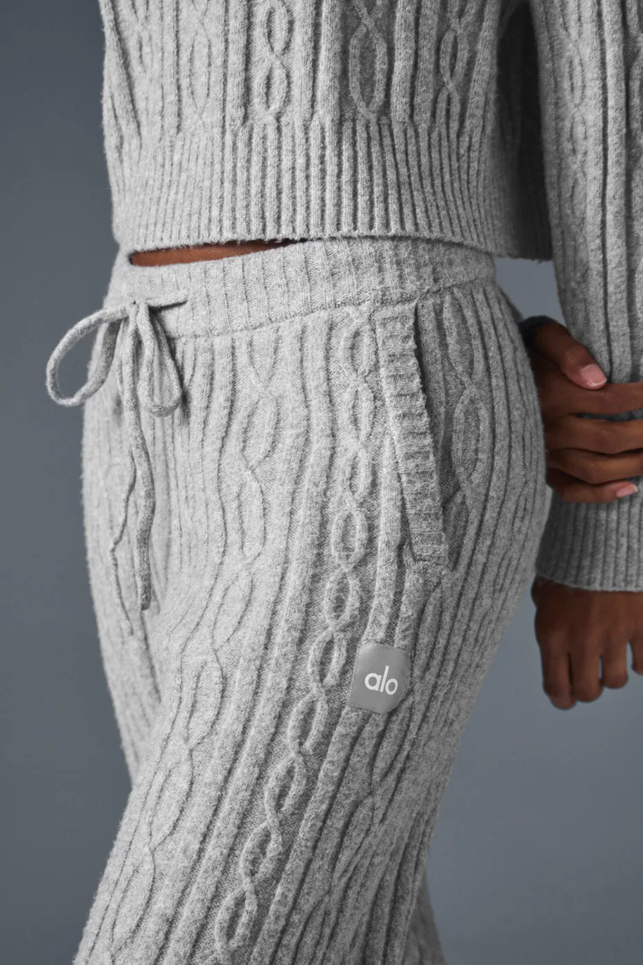Cable Knit Winter Bliss Pant - Athletic Heather Grey