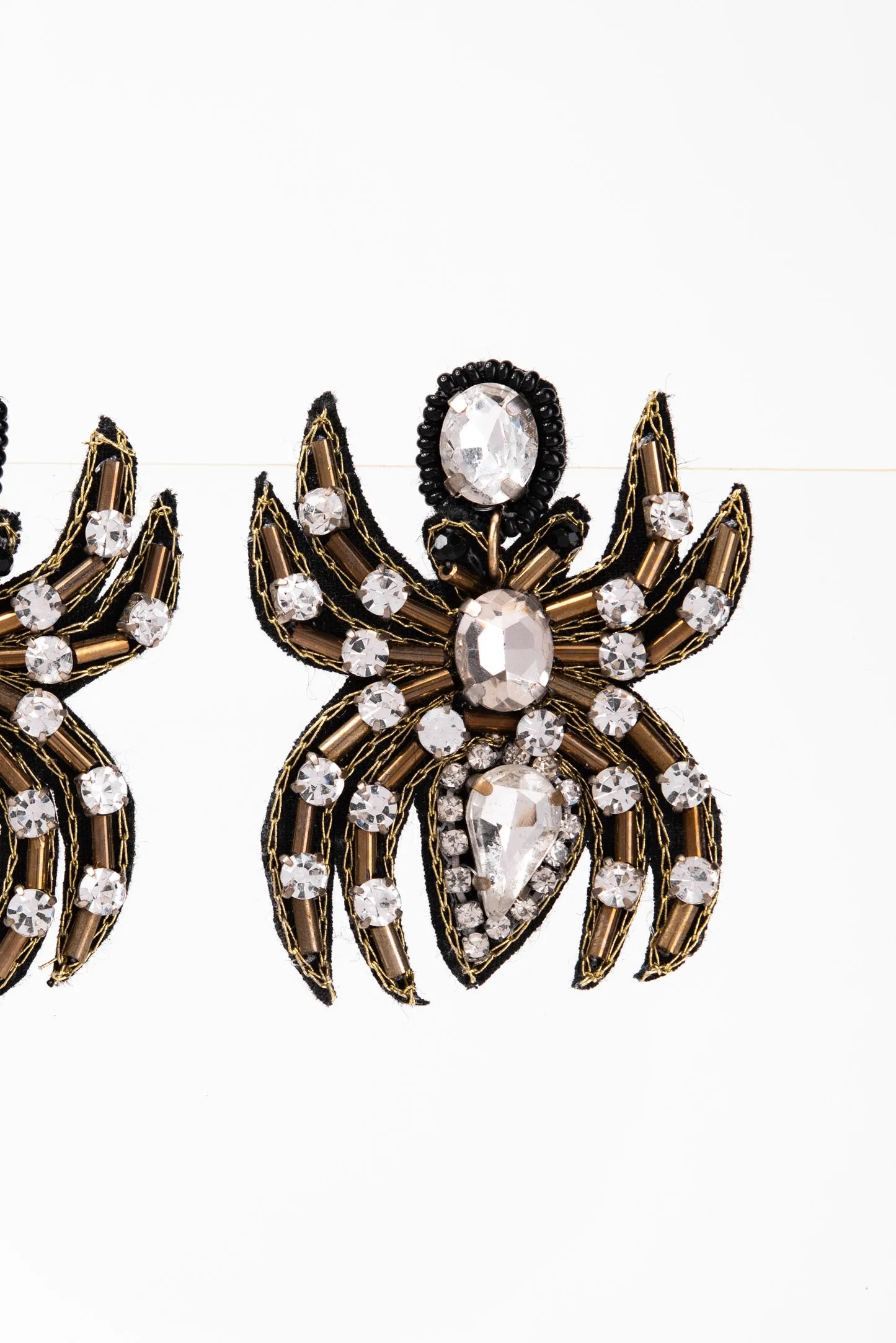 Casey Spider Beaded Stud Earrings - Black