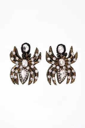 Casey Spider Beaded Stud Earrings - Black