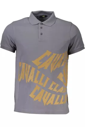 Cavalli Class Gray Cotton Men Polo Men's Shirt