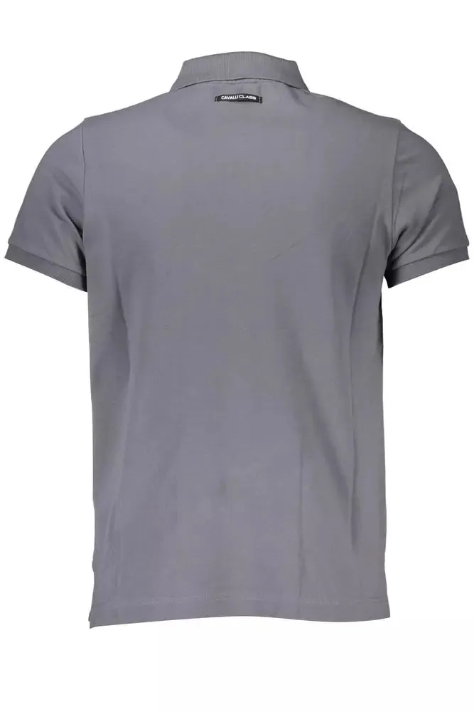Cavalli Class Gray Cotton Men Polo Men's Shirt