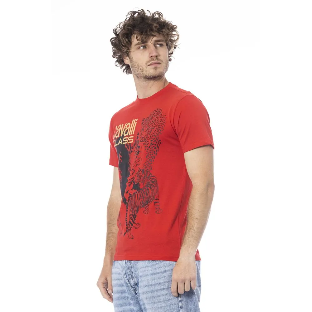 Cavalli Class Red Cotton Men Men's T-Shirt