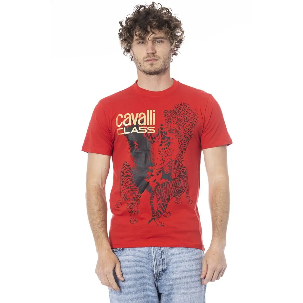 Cavalli Class Red Cotton Men Men's T-Shirt