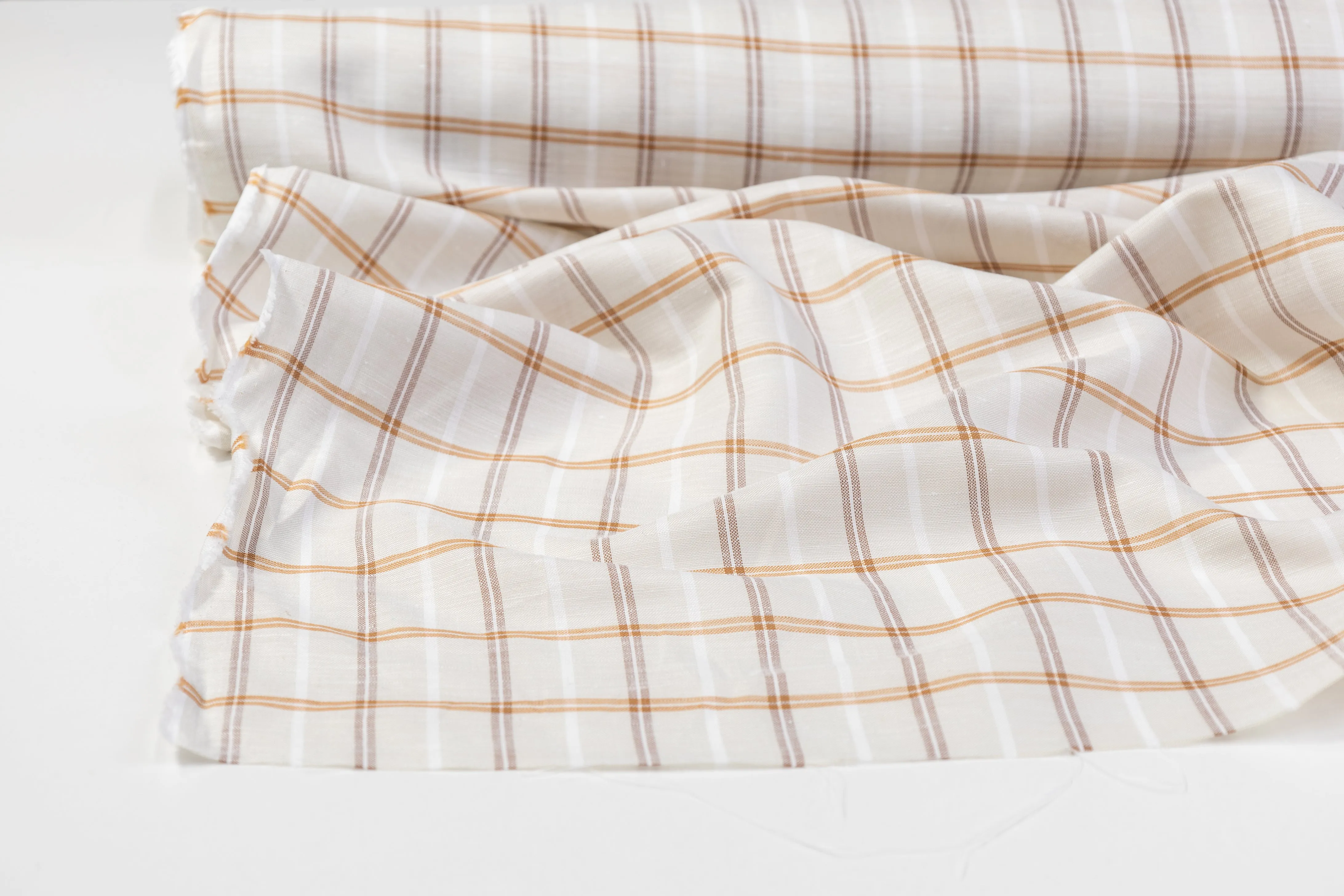 Checked Italian Linen - Brown