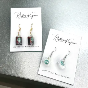 Coffee Earrings - Caffeine Addict, Coffee Accessories, Cup of Coffee, Cold Brew, Teacher Earrings, Coffee Cup