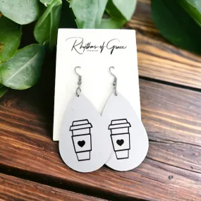 Coffee Earrings - Caffeine Addict, Coffee Accessories, Cup of Java, Cold Brew, Teacher Earrings