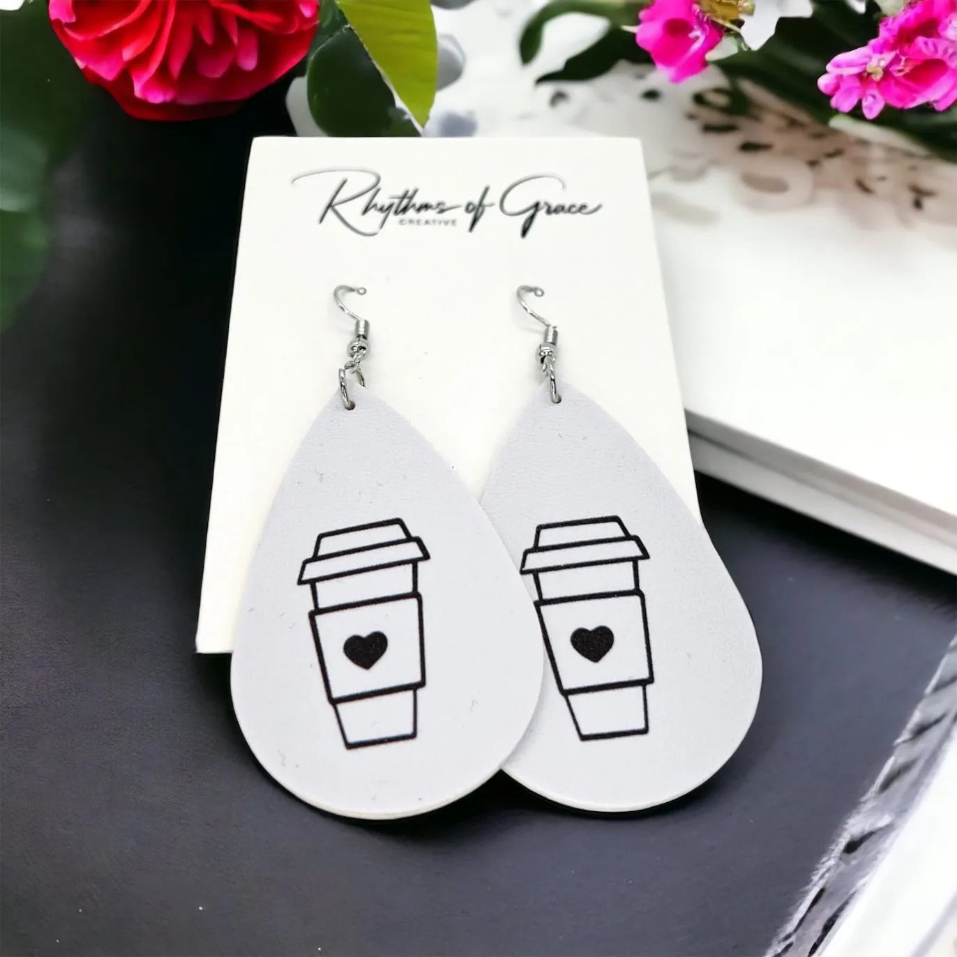 Coffee Earrings - Caffeine Addict, Coffee Accessories, Cup of Java, Cold Brew, Teacher Earrings