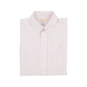 Dean's List Dress Shirt - Chelsea Chocolate and Parrot Cay Coral Windowpane with Keeneland Khaki Stork