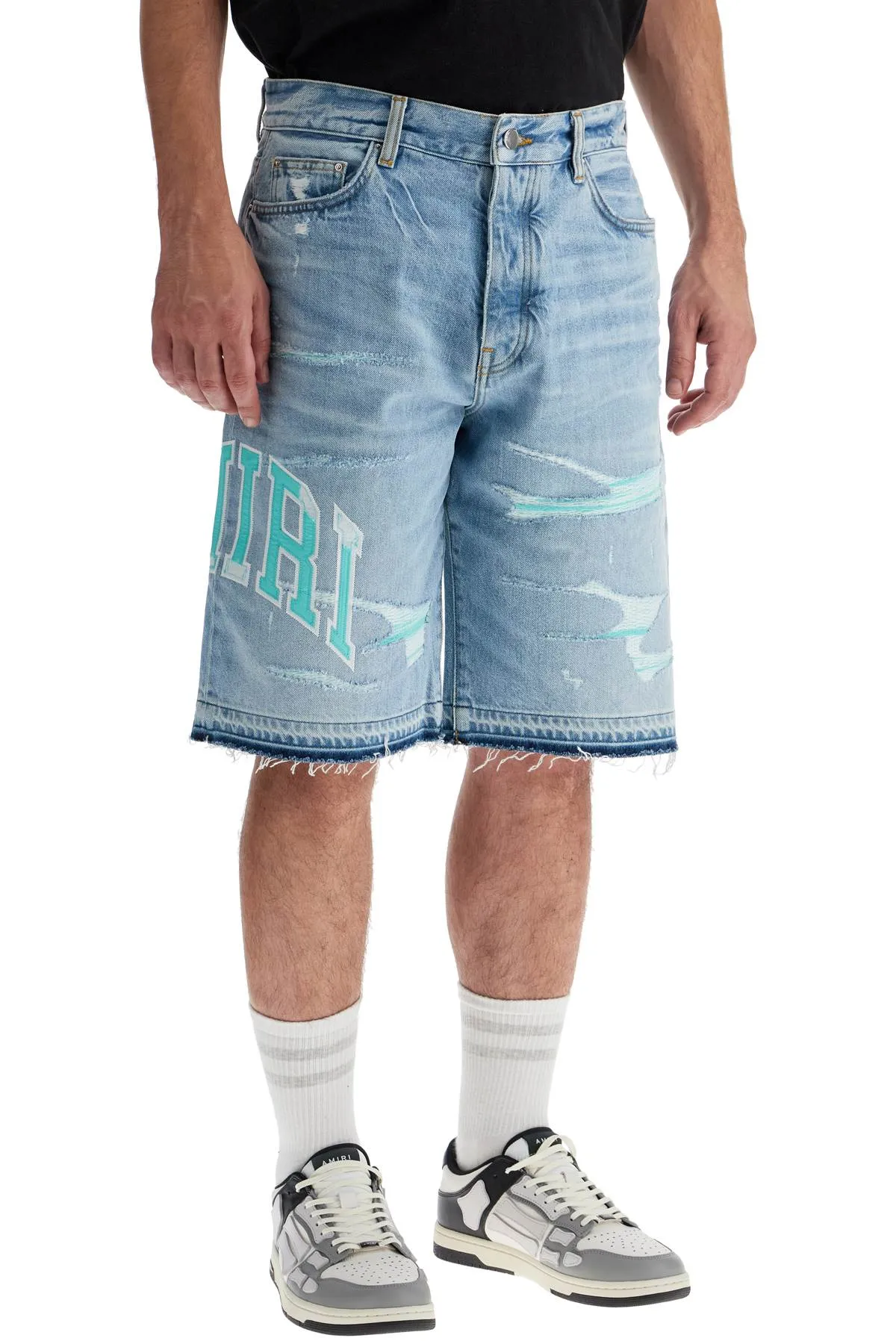 Denim Logo Varsity Bermuda Shorts