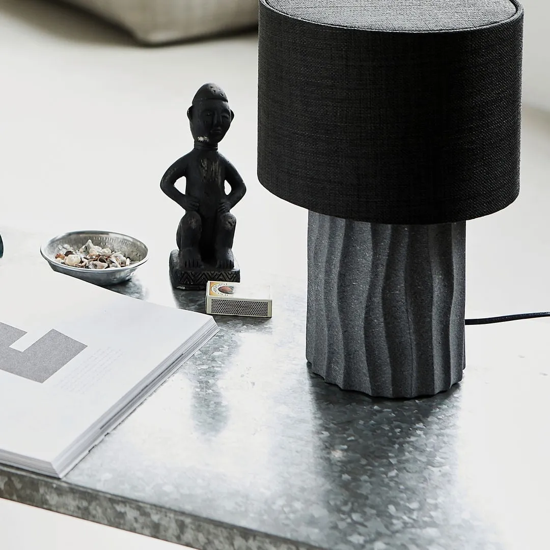 Dinky Cement Lamp with Linen Shade 32cm