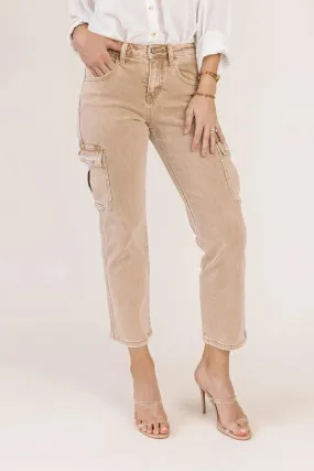 Dixie Khaki Mid-Rise Cargo Denim - Final Sale