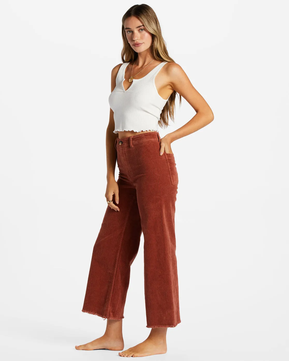 Free Fall High-Waist Corduroy Pants - Americano