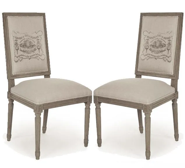 French Wine Label Louis Natural Side Chairs