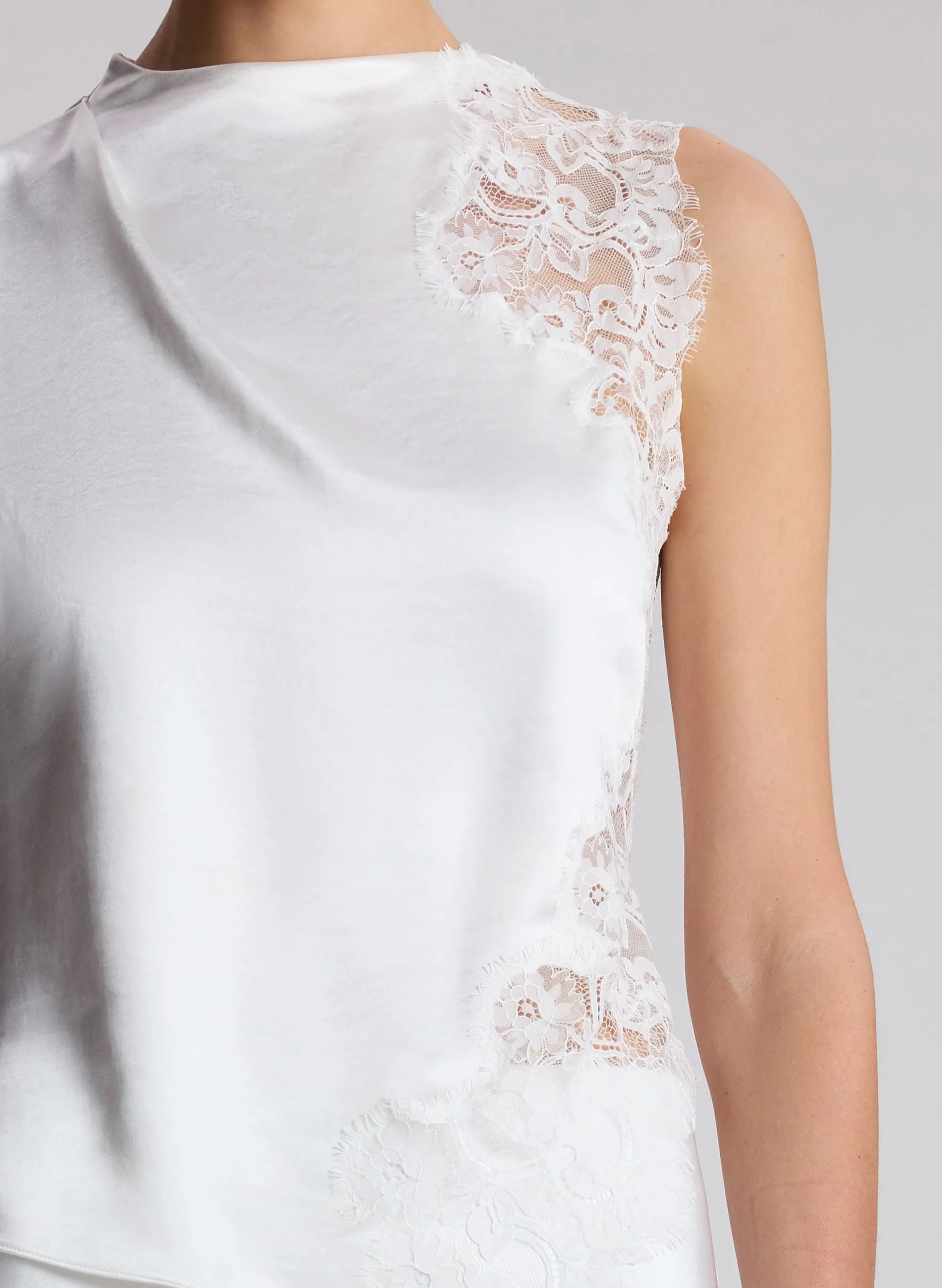 Gracie Satin and Lace Sleeveless Top