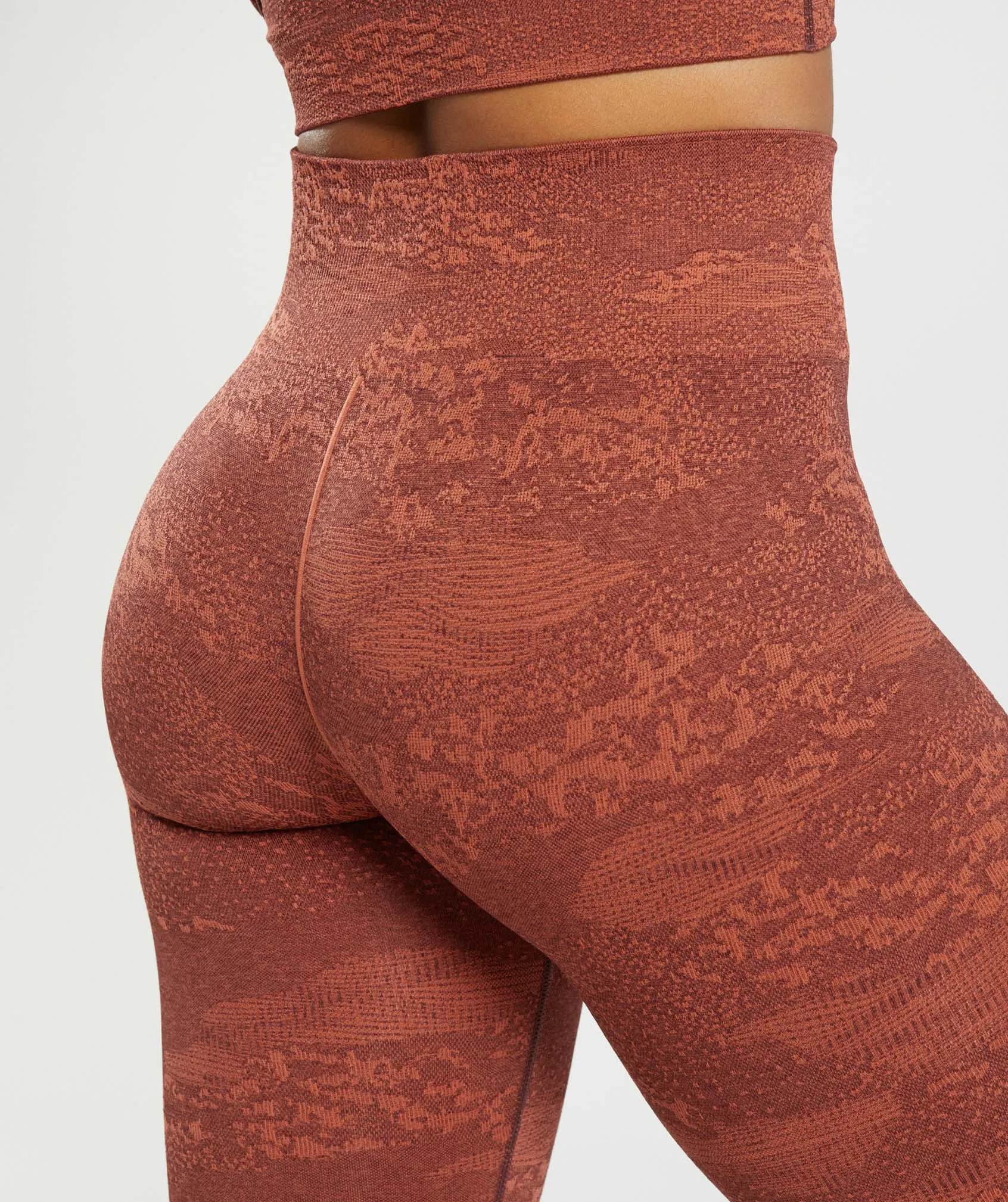 Gymshark Adapt Camo Seamless Leggings - Storm Red/Cherry Brown