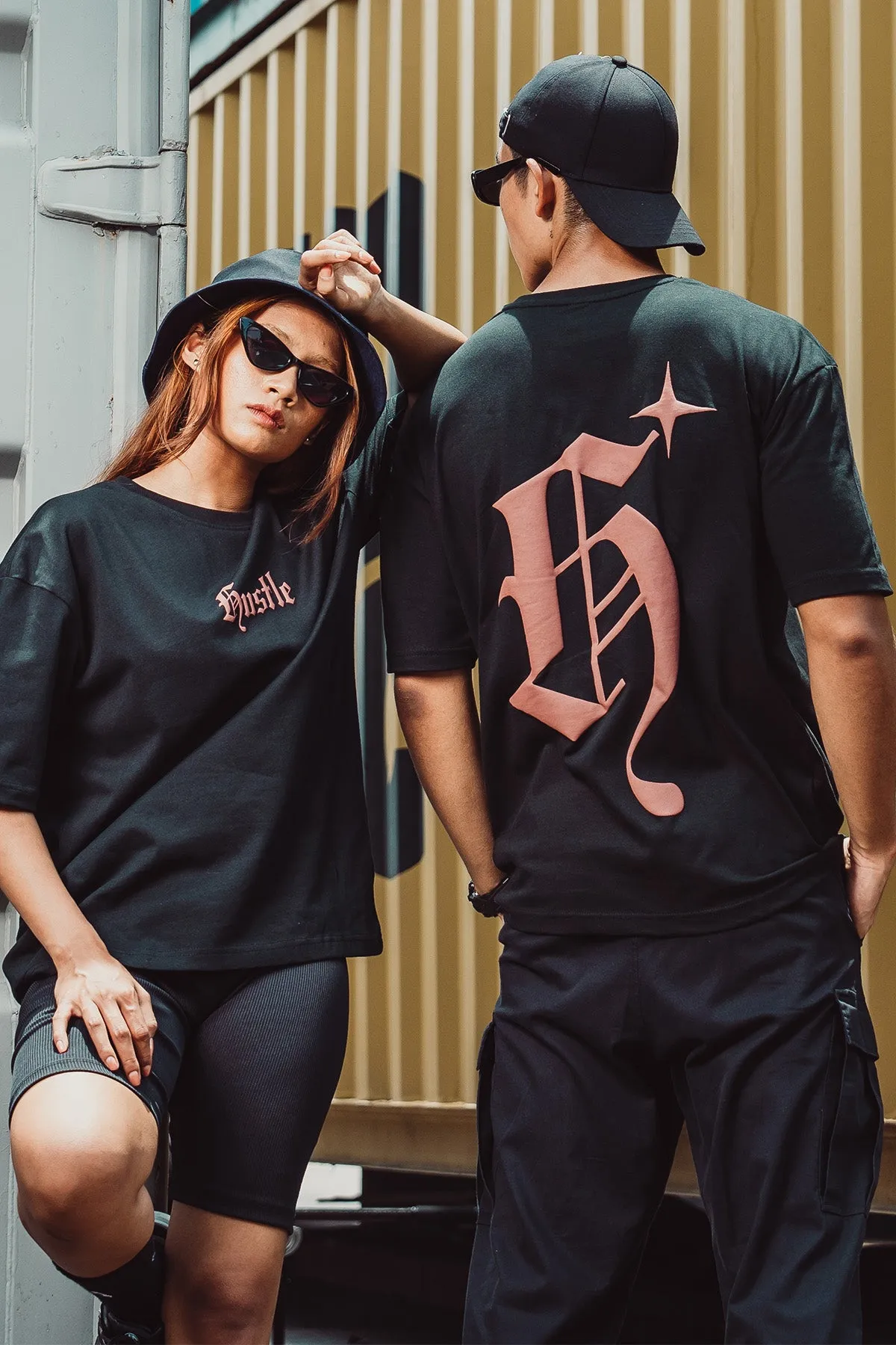 Hustle Backprint Short Sleeve Printed Relax Fit Casual T-Shirt